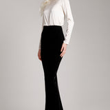Silk Velvet High Waisted Maxi Skirt in Black