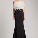Polyester Trumpet Skirt with Train in Black