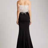 Polyester Trumpet Skirt with Train in Black