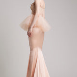 Bustier Peplum Tulle Top in Blush Pink