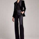 Velvet Double Breasted Oversized Blazer in Black