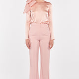 Wide Leg High Waisted Trousers in Blush Pink