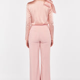 Wide Leg High Waisted Trousers in Blush Pink