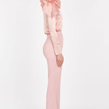 Wide Leg High Waisted Trousers in Blush Pink