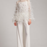 Wide Leg High Waisted Trousers in White
