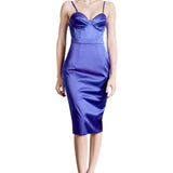 Silk Satin Pencil Skirt in Royal Blue