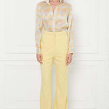 Wide Leg High Waisted Trousers in Yellow