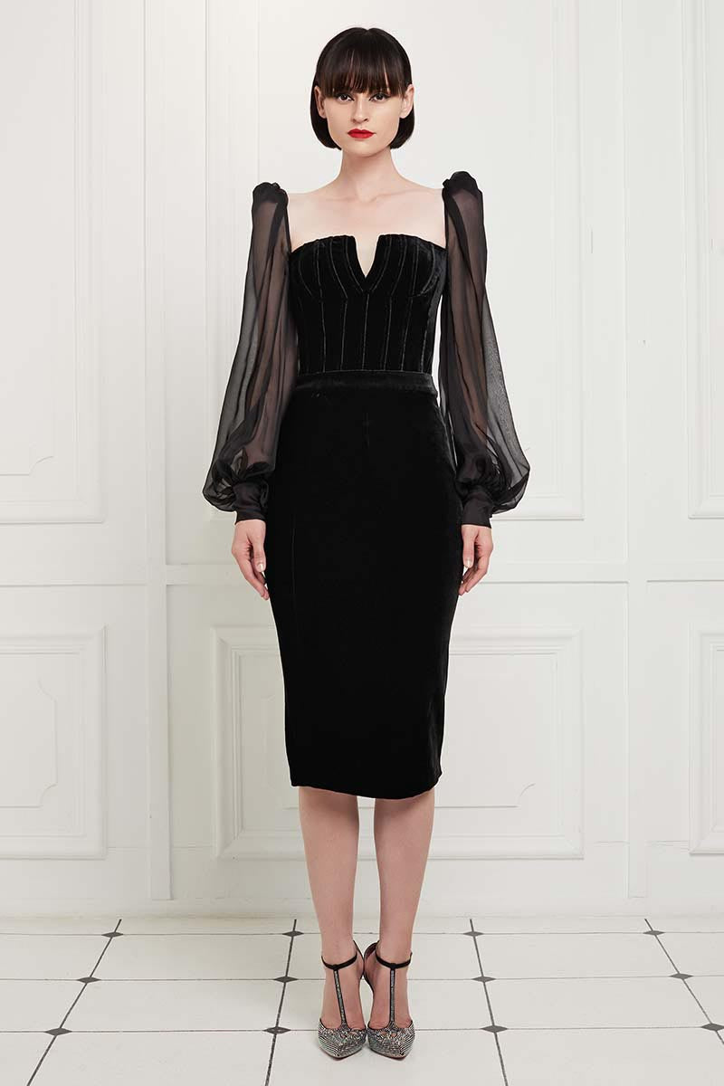 Silk Velvet High Waisted Pencil Skirt in Black – IVAN YOUNG