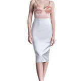 Silk Satin Pencil Skirt in White