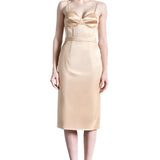Silk Satin Pencil Skirt in Champagne