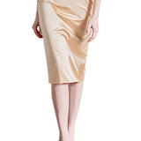 Silk Satin Pencil Skirt in Champagne