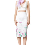 Embellished Silk Satin High Waisted Skirt