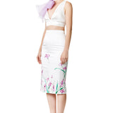 Embellished Silk Satin High Waisted Skirt