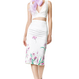 Embellished Silk Satin High Waisted Skirt