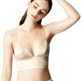 Silk Satin Bikini Bralet in Champagne