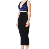 Silk Satin Plunging Neckline Bralet in Blue