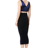 Silk Satin Plunging Neckline Bralet in Blue