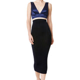 Silk Satin Plunging Neckline Bralet in Blue