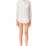 Silk Satin Single Pocket Blouse in White