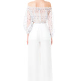 Side Slit High Waisted Trousers in White