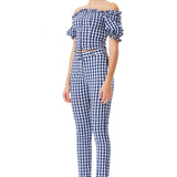 Blue Checkered Print Set