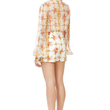 Printed Silk Chiffon Pussy Bow Blouse
