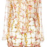 Printed Silk Chiffon Pussy Bow Blouse