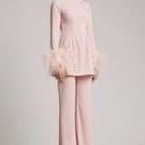 Wide Leg High Waisted Trousers in Blush Pink