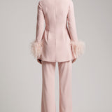 Wide Leg High Waisted Trousers in Blush Pink