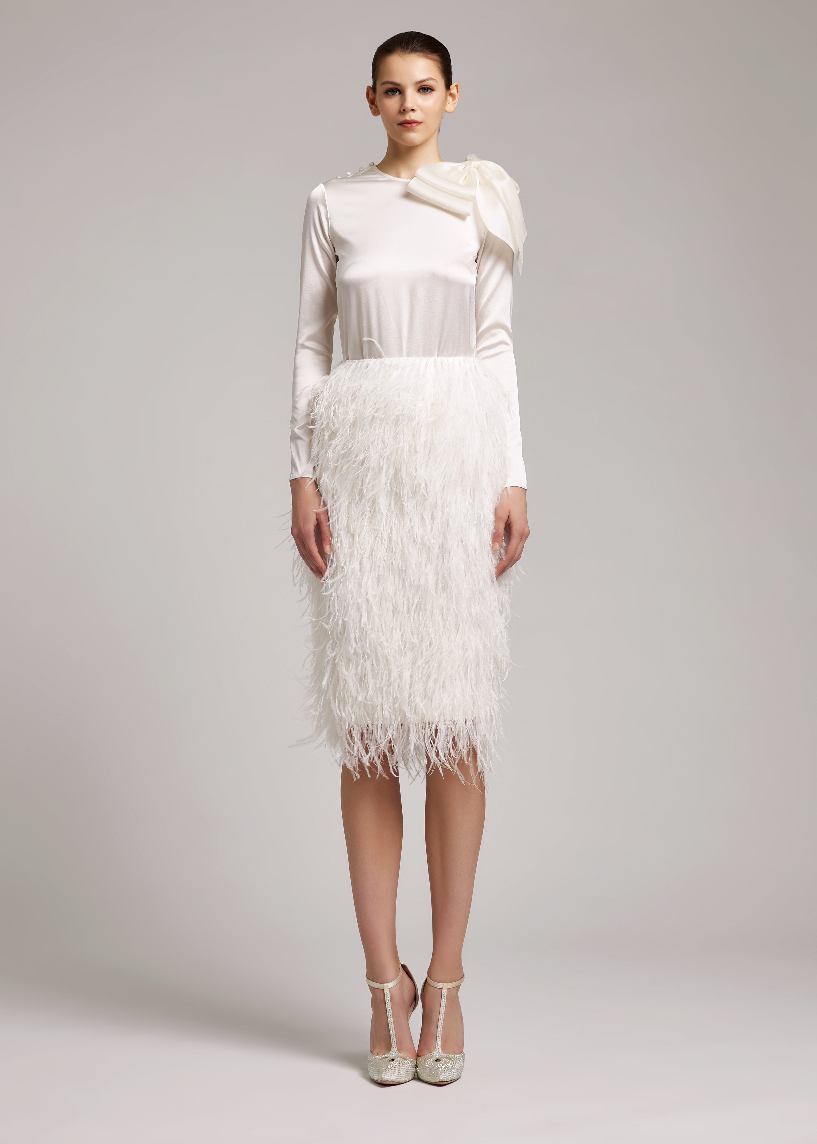 Feather skirt white best sale