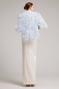 Ostrich Feather Bolero in Baby Blue