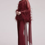 Wide Leg High Waisted Trousers in Maroon