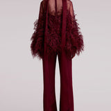 Wide Leg High Waisted Trousers in Maroon