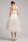 Ostrich Feather Embellished Silk Gazar Skirt in White