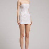Rhinestone Embellished Tube Mini Dress in White