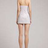 Rhinestone Embellished Tube Mini Dress in White