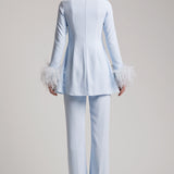 Wide Leg High Waisted Trousers in Baby Blue