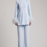 Wide Leg High Waisted Trousers in Baby Blue