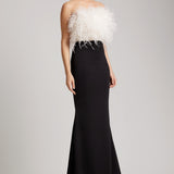 Polyester Trumpet Skirt with Train in Black