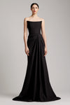 Strapless Pleated Floor Length Side Slit Dress in Dress