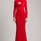 Polyester Trumpet Skirt with Train in Red