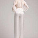 Ruffle Trimmed Batwing Blouse in White