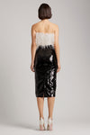 Sequin-Embroidered Midi Skirt With Back Slit in Black