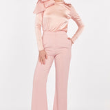 Wide Leg High Waisted Trousers in Blush Pink