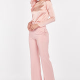Wide Leg High Waisted Trousers in Blush Pink