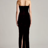 Scoop Neckline Silk Velvet Top in Maroon