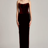 Scoop Neckline Silk Velvet Top in Maroon