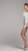 Ostrich Feather Embellished Strapless Top in White