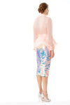 Ostrich Feathers Embellished Silk Gazar Coat in Pink