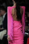 Crystal Fringe Embellished Sleeves Open Back Square Neck Dress